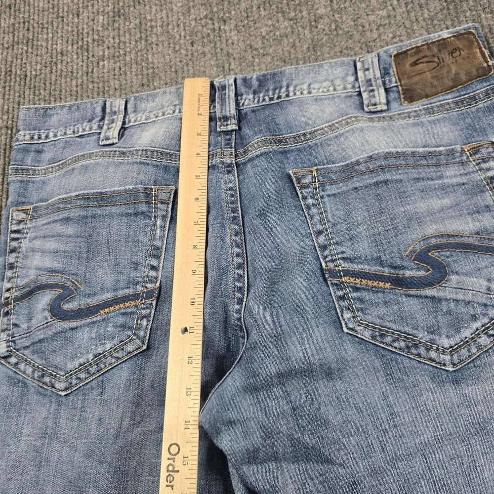 Silver Jeans Co. ZAC Jeans Mens‎ 38x30 Blue Relaxed Straight Light Wash Denim
